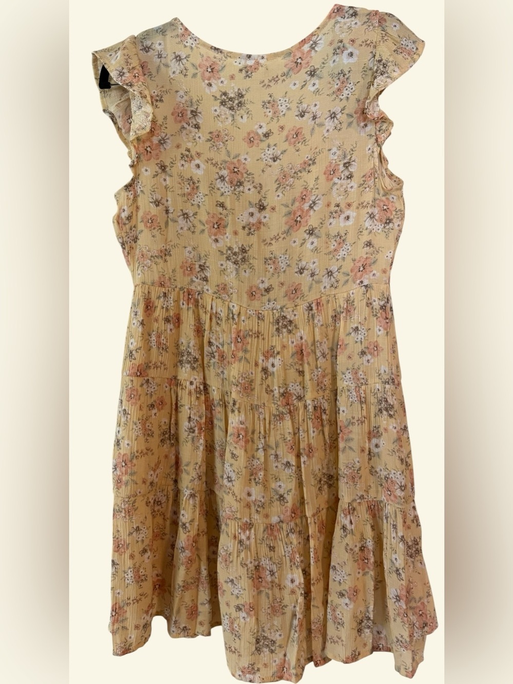 Mini Floral 🌼 Button-Front Pale Yellow Ruffle Dress - Picture 2 of 4